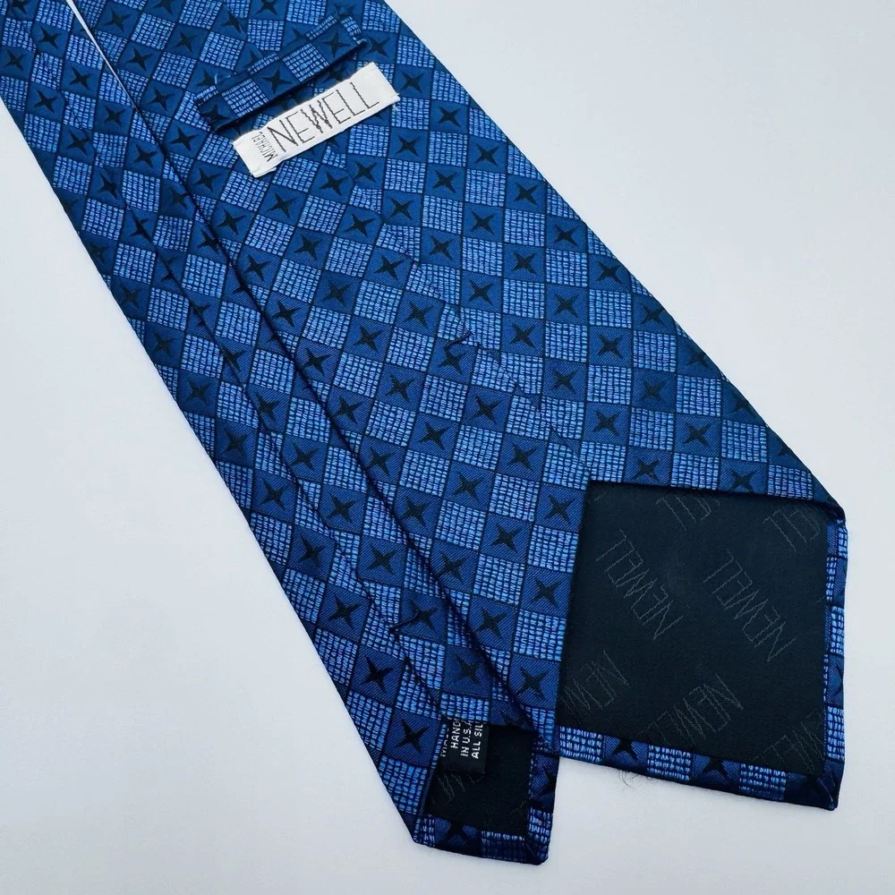 Michael Newell Silk Tie Men Lot of 2 Maroon Paisley Navy Diamond 59x4 Handmade